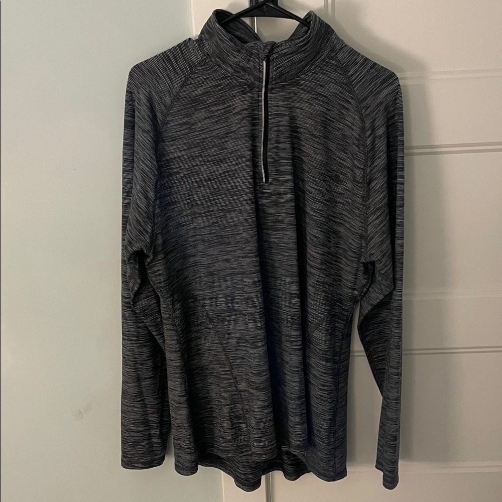 Ladies Gray Black Quarter-Zip Top With Long Sleeves